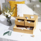 Charmewooden Bamboo Desk Organizer with 3 Drawers, Countertop Organizer with Drawers Makeup Storage Drawer 3 Drawers Tabletop Storage Organization Box Home Office Workspace - Image 6