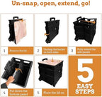 Inspired Living Collapsible Ultra-Slim Pack-N-Roll,2 Wheel Utility Cart w/Lid Used as Seat up to 250 Lbs, Telescopic Handle, Super Strong, for Home,Garden,Shopping,Office,School, Large, Pink Marble - Image 6