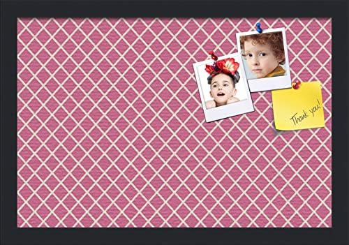 PinPix 18x12 inch Cork Bulletin Board. This Decorative Framed Pin Board Comes with Diamond Pattern in Hot Pink Design and Satin Black. Ideal for Home, Office Decor or School (PinPix-302) by PinPixBulletinBoards