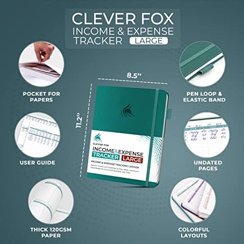 Clever Fox Income & Expense Tracker, Business Ledger 5.8x8.3 Dark Teal - Image 2