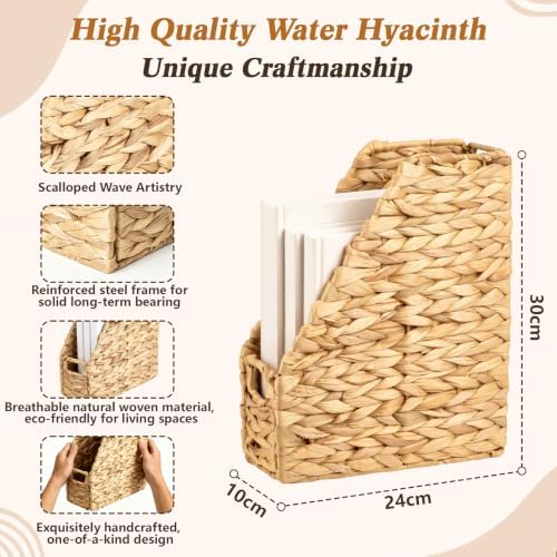2 Pcs Handwoven Magazine File Holder 11.8'' Foldable Design - Image 2