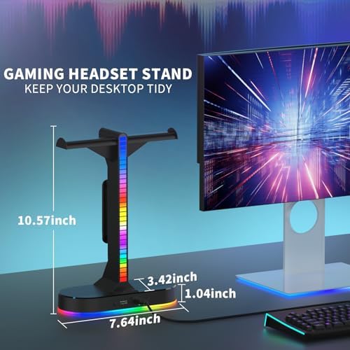 Dual Headphones Stand with Charger for Men, Headset Holder Stand for Desk - Image 5