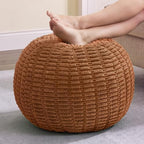 Hobestluk Stuffed Pouf Ottoman Footrest,Round Footstool,Small,Orange by YourHomeDeservesMore