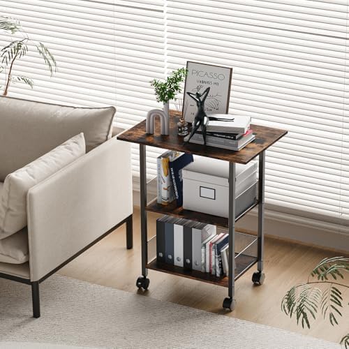 BOHDK Printer Stand, 3-Tier Industrial Large Printer Table with Shelf, 23"x15" Mobile Heavy Duty Storage Rack on Wheels for Home Office Printer Fax Machine Scanner Copier - Image 4