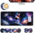 Mouse Pad,Large Desk Mat Set, 4in1 XL Mousepad + Keyboard Wrist Rest+Mouse Wrist Rest+Coaster with Ergonomic Desk Pad for Home Office Table Computer Cover -Planet Sky Star by Unknown