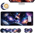 Mouse Pad,Large Desk Mat Set, 4in1 XL Mousepad + Keyboard Wrist Rest+Mouse Wrist Rest+Coaster with Ergonomic Desk Pad for Home Office Table Computer Cover -Planet Sky Star by Unknown