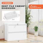 INTERGREAT Lateral File Cabinet 2 Drawer, White Metal File Cabinets for Home Office, Locking File Cabinet for Letter/Legal/F4/A4 Size Hanging Files, Easy Assembly, Name Tag - Image 3