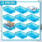 Wenqik Set of 12 Small Plastic Baskets for Organizing, Blue - Image 2