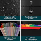 10 Pack Accordion File Organizer, 13 Pockets, Black - Image 3