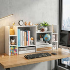 YIGANG Desk Shelf Organizer, 3-Tier Desktop Bookshelf for Computer Desk, Small Tabletop Hutch Storage Rack, Wood Office Supplies Organizer for Dorm, Home & Student (29 Inch Wide)，White - Image 2