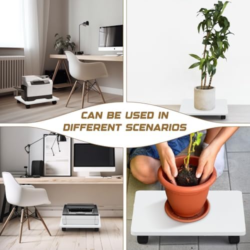 Beeveer 4 Pcs White Under Desk Printer Stand 13.8 x 11.8 x 2.4 Inches - Image 3