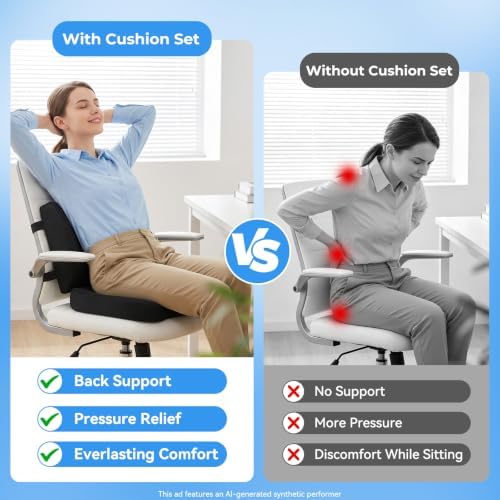 Car Seat Cushion,Memory Foam Office Chair Lumbar Support Pillow - Image 5
