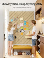 Kuchoow Bulletin Cork Board Large 47.2" x 35.4" Felt Notice Pinboard for Office Walls & Home, Self Adhesive 12 Pack Brown Decorative Bulletin Mood Board Corkboard for for Bedroom, Display, Memo, Photo - Image 2