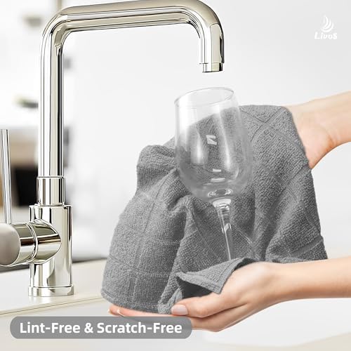 LIVOS Microfiber Cleaning Cloth Roll - 80 Pack, Reusable Paper Towels, Microfiber Towels for Cars, Super Absorbent Lint Free Cleaning Rags for House, Kitchen, Window-Check Grey, 11.5"x11.5" - Image 2