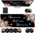 Ergonomic Keyboard Wrist Rest & Mouse Pad Wrist Rest Set, Large XXL Gaming Desk Mat 31.5"x 11.8" with Memory Foam, Easy Typing Pain Relief for Office & Home, Floral Quote Live Laugh Love by Unknown