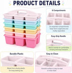 6 Pack Classroom Caddy with Handle, 6 Compartment (Pink Purple) - Image 3