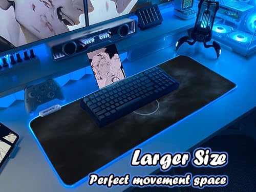 JMIYAV White RGB Gaming Mouse Pad 31.5x12 Inch PC XL Large Extended Mousepad Glowing Led Light Up Desk Pad Non-Slip Rubber Base Computer Cool Mouse Mat Desk Accessories Gaming Setup Storm Halo - Image 2