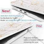 Mektron for 2026/2025/2024/2023 MacBook Air 15 INCH M5 A3448 /M4 A3241 /M3 A3114 /M2 A2941 Case, Printed Plastic Hard Shell Cover with 15.3" Liquid Retina Display Touch ID, Gold Flower S718 - Image 2