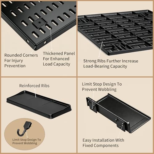 Pegboard Wall Organizer 6 Pack 11.8x11.8 Black Wall with Hooks Storage Kit - Image 4