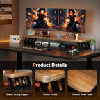 Dual Monitor Stand Riser, 39 Inch Large Wood Monitor Stands for 2 Monitors - Image 2