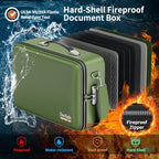 DocSafe Fireproof Document Box with Lock＆Shoulder Strap,Hard Case File Organizer with Accordion File Folder,Multi-Layer Portable Home Office Travel Safe Storage for Important Documents Laptop Green - Image 2