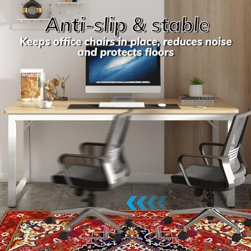 Office Chair Mat for Hardwood Floor, 48"x60" Anti-Slip Desk Chair Mat for Hard Floors, Under Desk Computer Rug for Rolling Chair, Easy Glide Floor Protector Mat for Home Office(Red) - Image 4