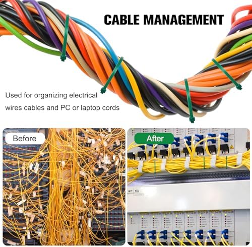 Zip Ties Assorted Sizes(4”+6”+8”+12”), 2000 Pack,Green Cable Ties,Multi-Purpose Self-Locking Nylon Cable Cord Management,Plastic Wire Ties for indoor and outdoor use. - Image 5