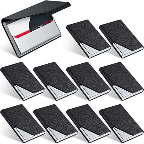 Yexiya 10 Pcs Business Card Holder with Magnetic Closure PU Leather Stainless Steel Multi Business Card Case Slim Business Card Wallet for Credit ID Women Men Office Supplies (Black, Basic Style) by Yexiya