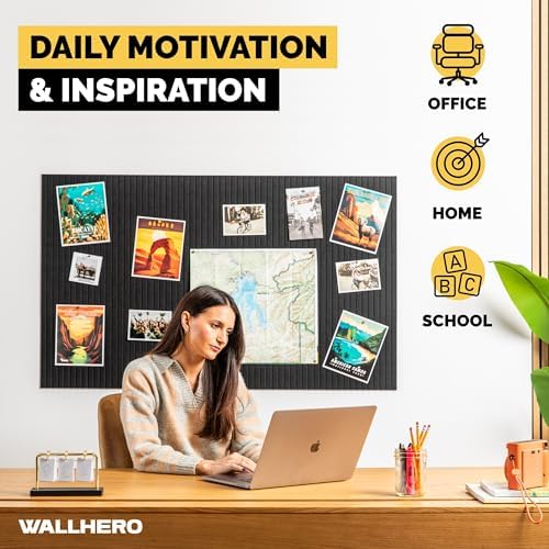 WALLHERO Large Bulletin Board, Tack Board, 59"x36" | 15 Pack | Wall Pin Board, Cork Board Alternative for Walls, Tablero de Corcho para Pared, Cord Board for Wall (Black Slats) - Image 5