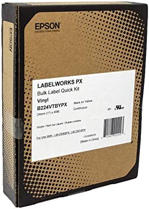 Epson LABELWORKS B224VTBYPX Bulk Vinyl Tape - Black on Yellow - 1" (24mm) - Image 4