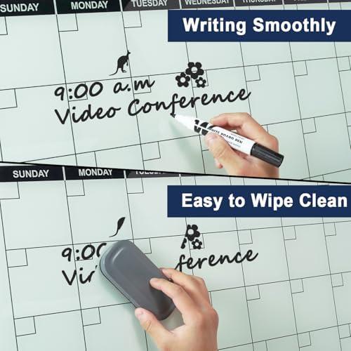 TSJ OFFICE Glass Calendar Whiteboard - 36" x 24" Monthly Planner for Wall - Image 4