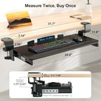 Supcline Keyboard Tray Under Desk with 60° Swivel Clamp & Height Adjustment - Image 2