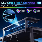 Bestier 42-Inch L-Shaped Computer Desk with Charging & LED, Black - Image 6