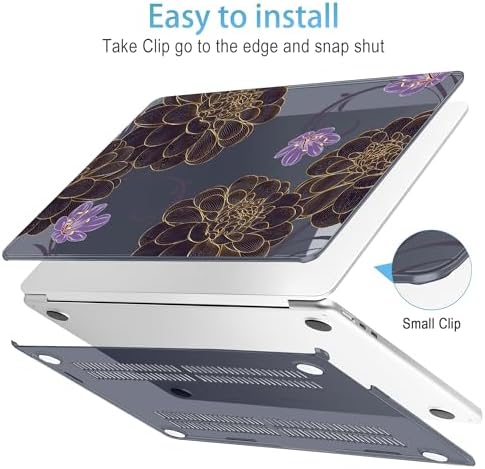Mektron for 2026/2025/2024/2023 MacBook Air 15 INCH M5 A3448 /M4 A3241 /M3 A3114 /M2 A2941 Case, Printed Plastic Hard Shell Cover with 15.3" Liquid Retina Display Touch ID, Golden Dahlia Flowers - Image 5