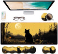 Ergonomic Keyboard Wrist Rest & Mouse Pad Wrist Rest Set, Large XXL Gaming Desk Mat 31.5"x 11.8" with Non-Slip Base, Memory Foam, Easy Typing Pain Relief for Home & Office, Black Cat by Unknown