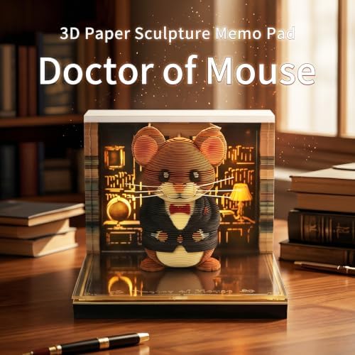 3D Calendar 2027, Desk Time Piece Calendar 2027,Tear-Away 3D Paper Art Notepad w LED Lights,Creative 3D Memo Artsy Pad Calendars, DIY Paper Carving Gift (Dr Mouse) - Image 2