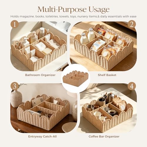 Wicker Diaper Caddy Organizer, Nursery Storage Basket for Diapers and Baby Wipes, Baby Essentials Organizer for Changing Table, Splinter Free Rattan Style (Natural, XL) - Image 6