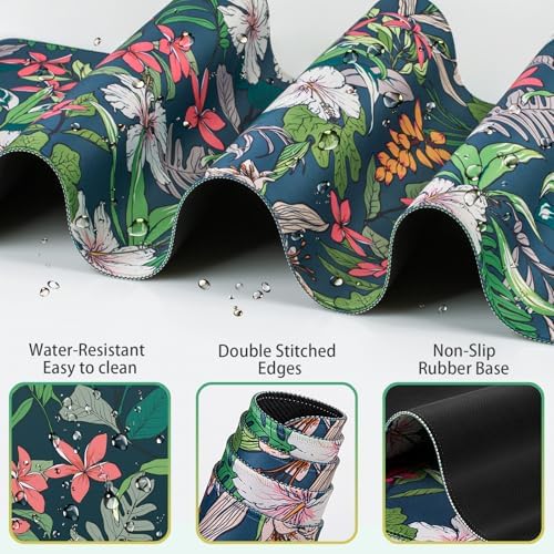 Desk Mat Floral, Large Gaming Mouse Pad with Wrist Rest, 4in1 XXL - Image 3