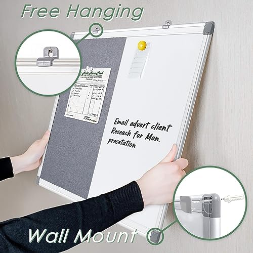 SWANCROWN White Board Bulletin Board Combo 36 x 24 in, Aluminum Frame - Image 3