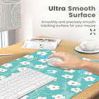 Turquoise Daisy Office Desk Mat 31.5" x 15.7" Desktop Mat PU Leather Large Mouse Pad White Mousepad Non-Slip Table Mat for Girls, Women, Home, Work, Computer, and Gaming - Image 4
