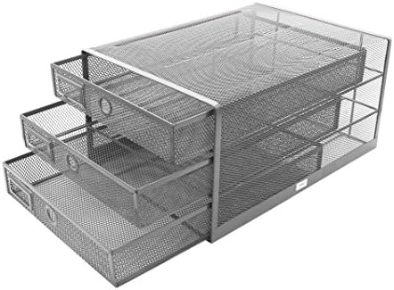 Exerz Paper Sorter 3 Drawer Wire Mesh A4 / Desk Multifunctional Desk Organiser/Multi-Layer Letter Tray - for Documents, Magazines, Notebooks and Letter (Silver) - Image 5