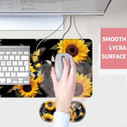 Mouse Pad,Large Desk Mat Set, 4in1 XL Mousepad + Keyboard Wrist Rest+Mouse Wrist Rest+Coaster with Ergonomic Desk Pad for Home Office Table Computer Cover -Sunflower Butterfly - Image 4