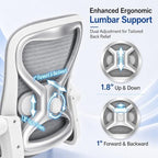 Ergonomic Home Office Chair, 4-Way Lumbar, Thick Cushion, 330LBS (Gray/Finish Silver) - Image 3