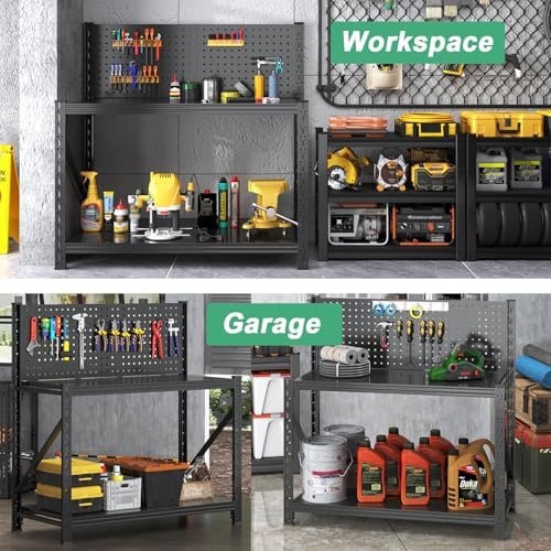 Work Bench with Pegboard,Heavy Duty 3000lbs Capacity Workbench Adjustable Shelves,Work Table for Garage Warehouse47.2 H*47.09" W*19" D - Image 5