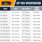 ALBO 5000 Pcs. Black Zip Ties, 8 Inch, Heavy Duty, 40 lb Tensile Strength - Image 6