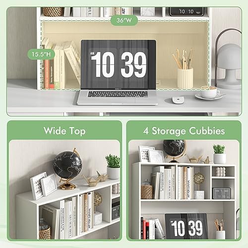 Desktop Bookshelf, 3-Tier Wood Countertop Bookcase with 5 Shelves - Image 4