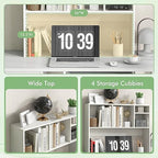 LDAILY Desktop Bookshelf, 2-Tier Office Desk Shelf Organizer with 4 Shelves, 37''L Wood Storage Rack Display Shelf for Office, College Dorm, Bedroom (White) - Image 5