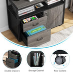 Tribesigns Modern File Cabinet with Drawers for Letter-Sized File and Door, Lockable lateral Filing Cabinet Printer Stand with Storage Shelves and with Rolling Caster for Home Office (Gray) - Image 4