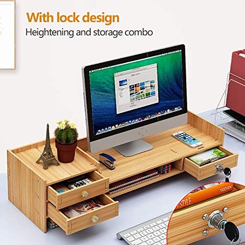 Gdrasuya10 Desk Drawer Organizers And Accessories Office Wood Desk Organizers W/Lock File Storage Computer Desktop Tray Diy Office Desk Organizer - Image 3