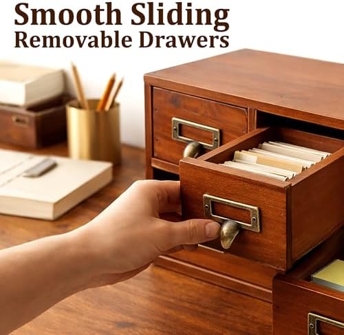 6-Drawer Vintage Apothecary Cabinet, Wooden Card Catalog - Image 5